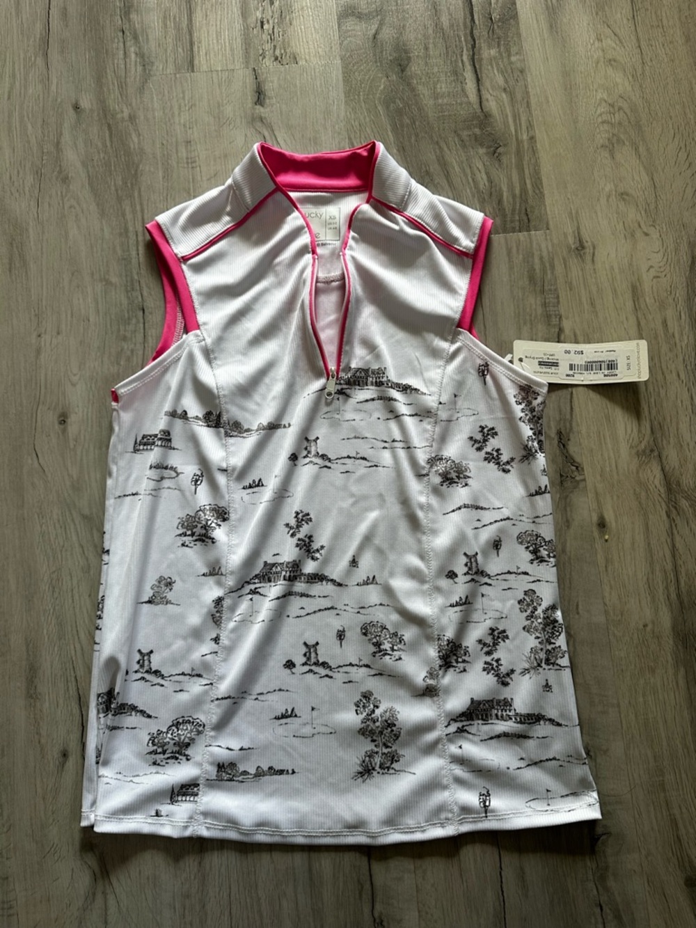 NWT Lucky in Love White Scenic Print Golf/Tennis Set with Pink Hem - Picture 5 of 7